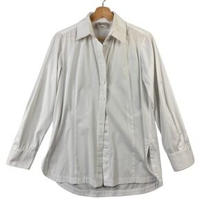 Finley Womens White Cotton Blend Long Sleeve Button Up Shirt Size XS